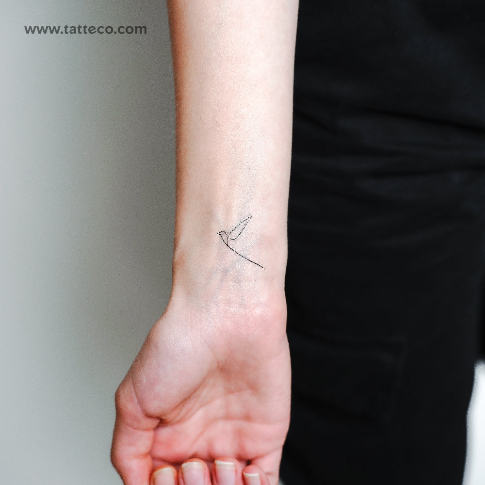 Continuous Line Bird Temporary Tattoo - Set of 3