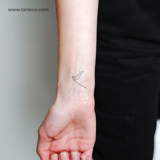 Continuous Line Bird Temporary Tattoo - Set of 3