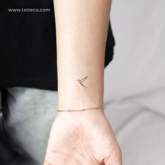 Tiny Single Line Bird Temporary Tattoo - Set of 3