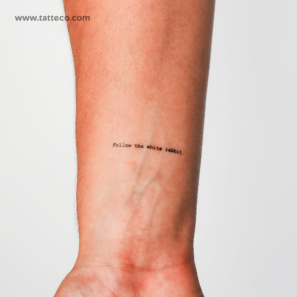 Little Follow The White Rabbit Temporary Tattoo - Set of 3