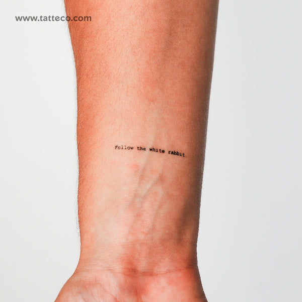 Little Follow The White Rabbit Temporary Tattoo - Set of 3