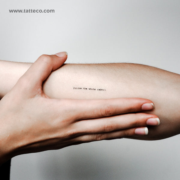 Little Follow The White Rabbit Temporary Tattoo - Set of 3