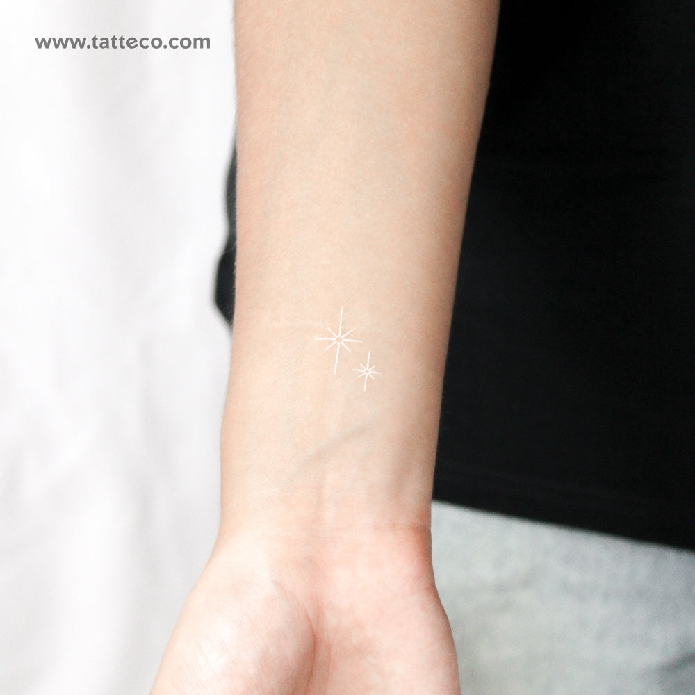 White Shinning Stars Temporary Tattoo - Set of 3