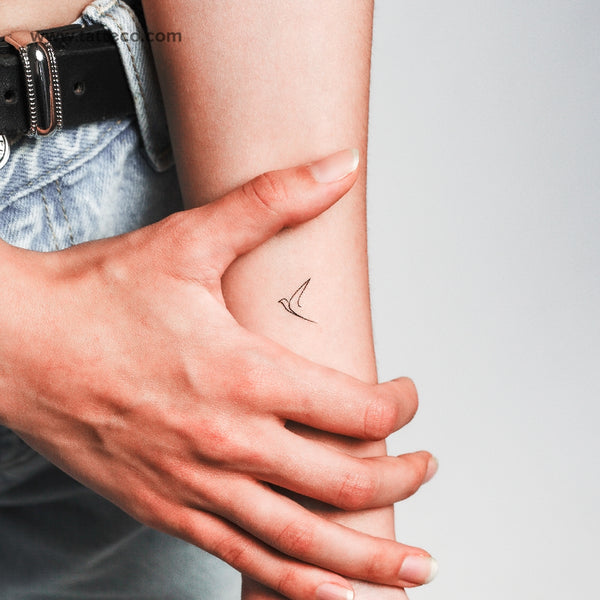 One Line Bird Temporary Tattoo - Set of 3