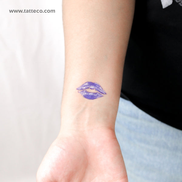 Blue Kiss Mark Temporary Tattoo - Set of 3