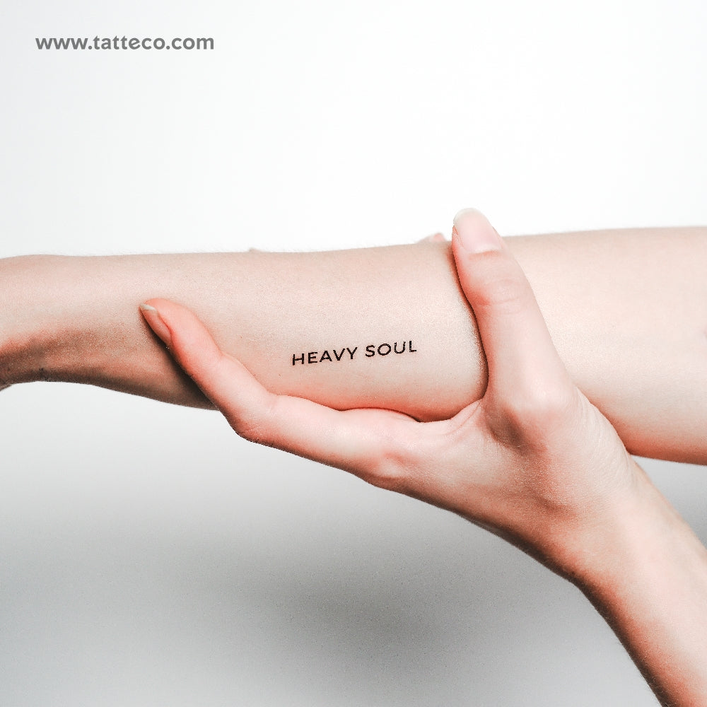 Tatuaje temporal de HEAVY SOUL en mayúsculas - Juego de 3