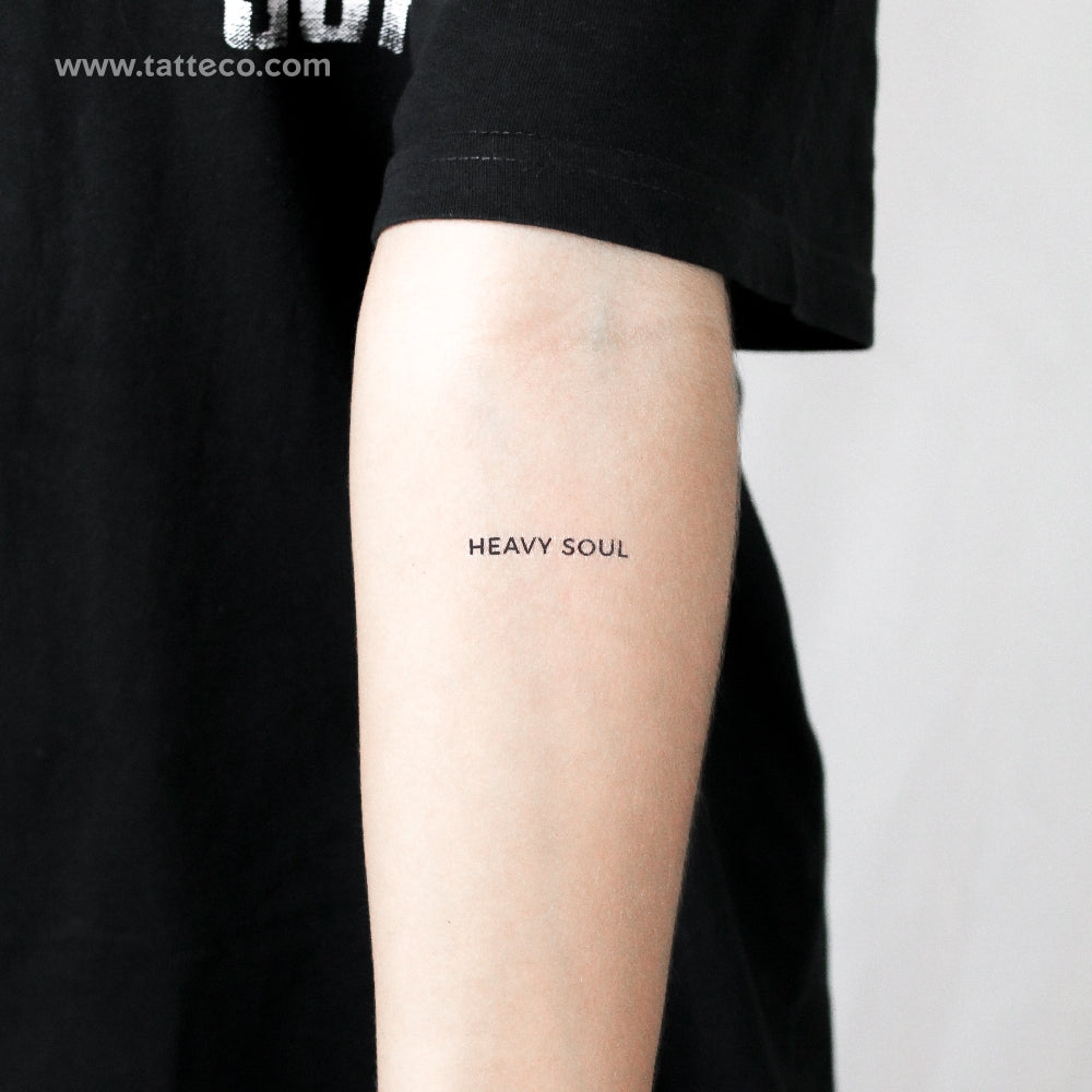 Tatuaje temporal de HEAVY SOUL en mayúsculas - Juego de 3