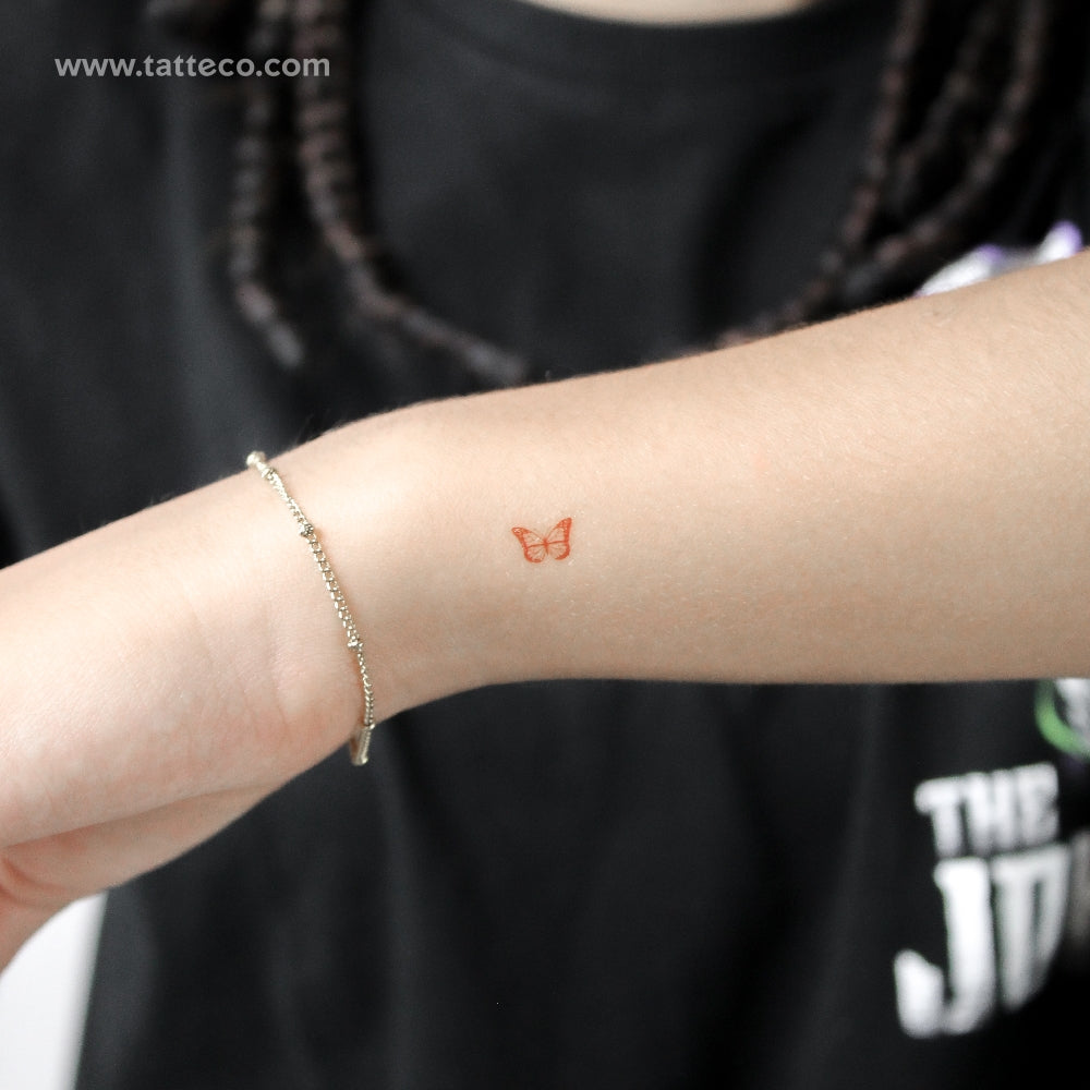 Tatuaje temporal de mariposa roja diminuta - Juego de 3