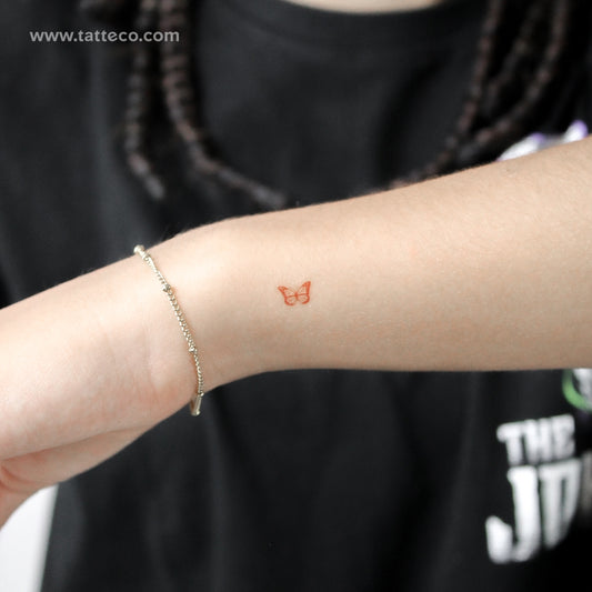 Tatuaje temporal de mariposa roja diminuta - Juego de 3