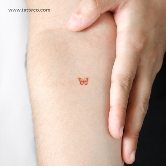 Tatuaje temporal de mariposa roja diminuta - Juego de 3