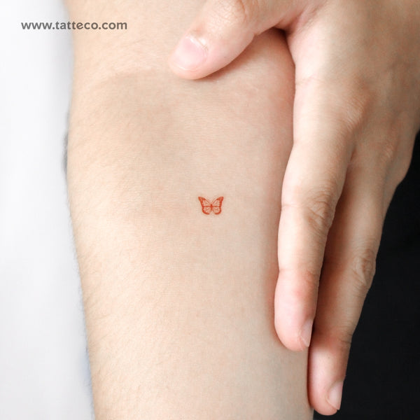 Tiny Red Butterfly Temporary Tattoo - Set of 3
