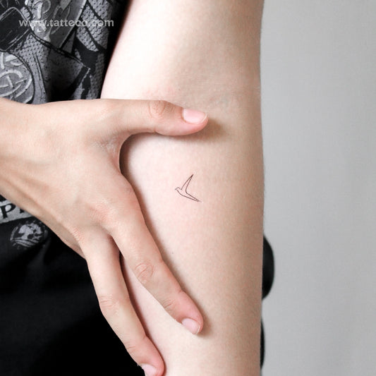 One Line Flying Bird Temporary Tattoo - Set of 3