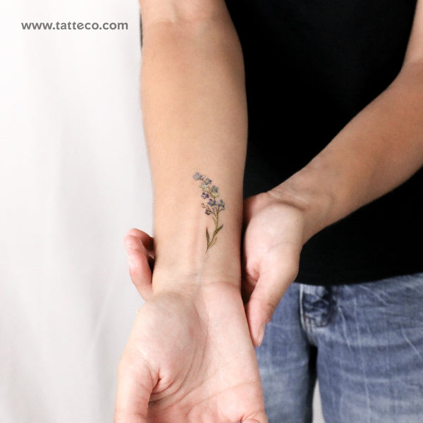 Delicate Watercolor Forget-me-not Temporary Tattoo - Set of 3