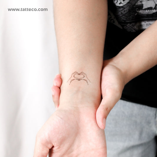 Hands Making Heart Temporary Tattoo - Set of 3