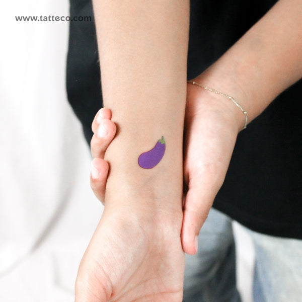 Eggplant Emoji Temporary Tattoo - Set of 3