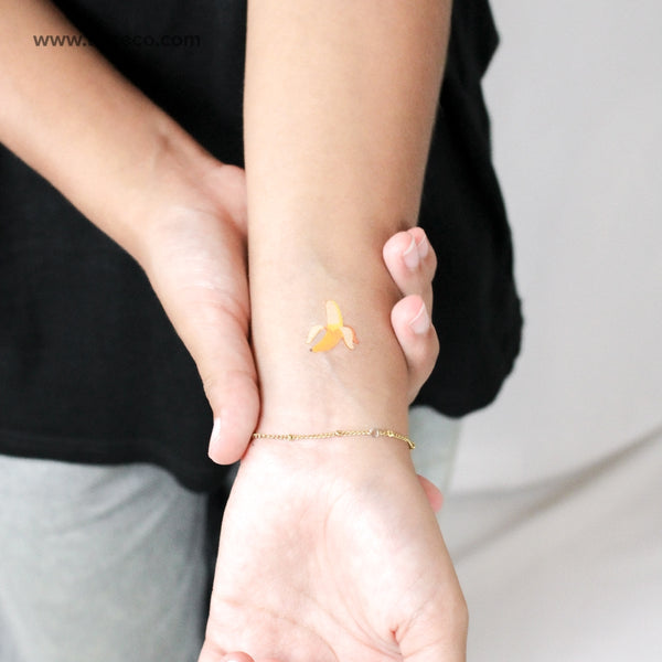 Banana Emoji Temporary Tattoo - Set of 3