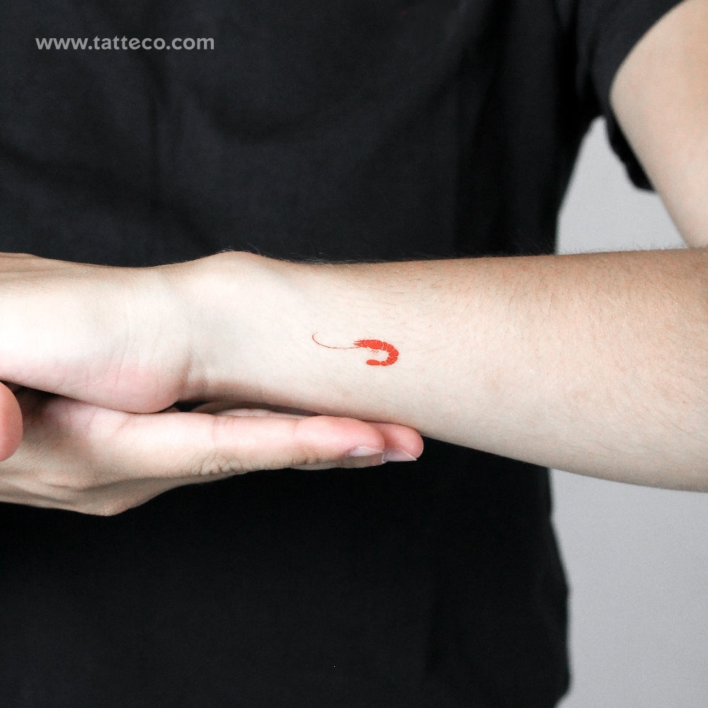 Tatuaje temporal de gamba roja pequeña (juego de 3)