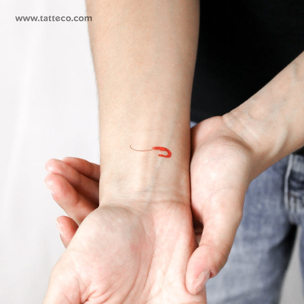 Small Red Prawn Temporary Tattoo - Set of 3