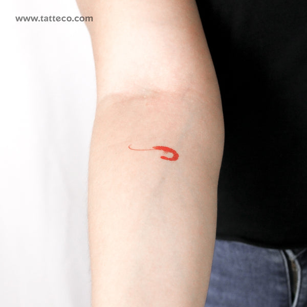 Red Prawn Temporary Tattoo - Set of 3