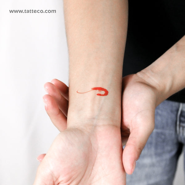 Red Prawn Temporary Tattoo - Set of 3