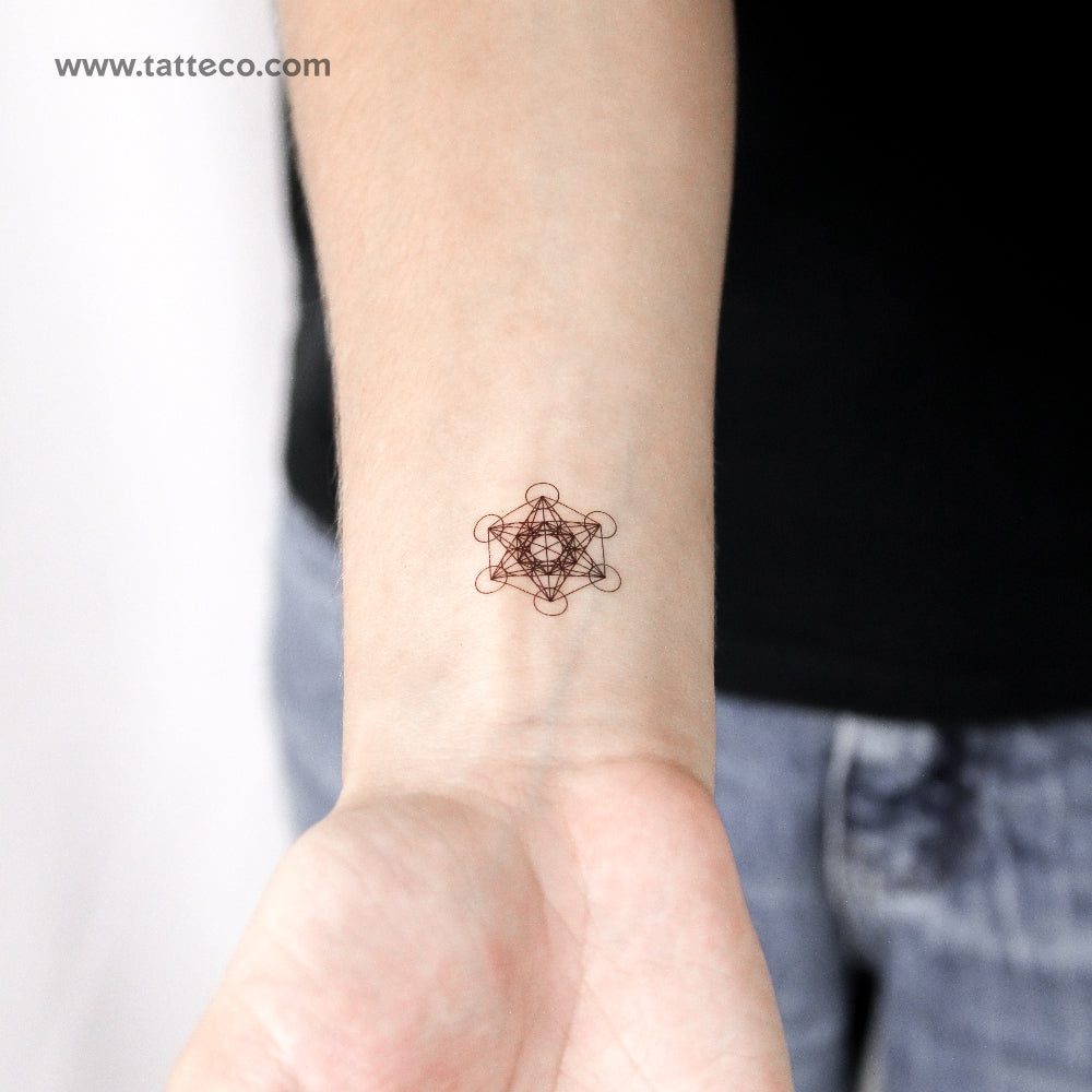 Tatuaje temporal pequeño del Cubo de Metatrón (juego de 3)