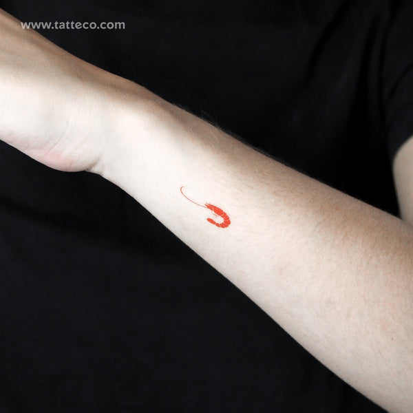 Small Red Prawn Temporary Tattoo - Set of 3