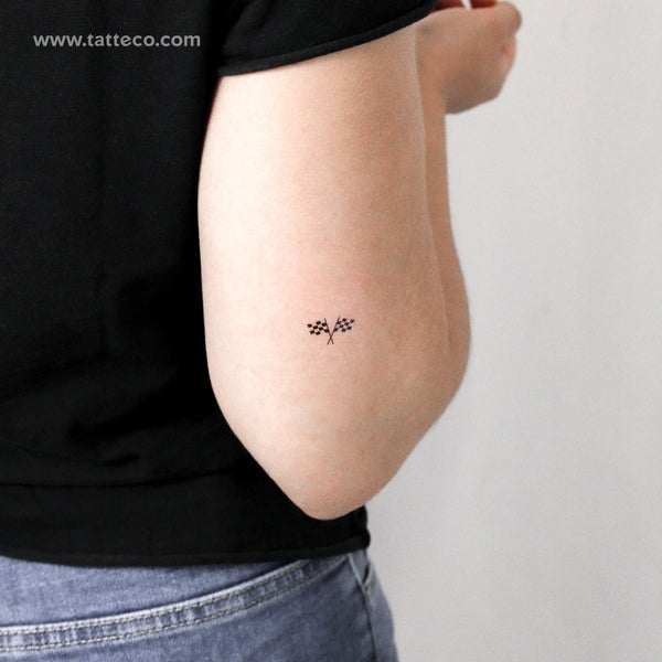 Double Checkered Flag Temporary Tattoo - Set of 3