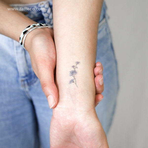 Small Blue Baby's Breath Temporary Tattoo - Set of 3