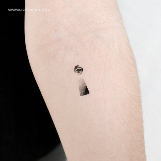 Girl Looking Through A Keyhole Temporary Tattoo - Set of 3