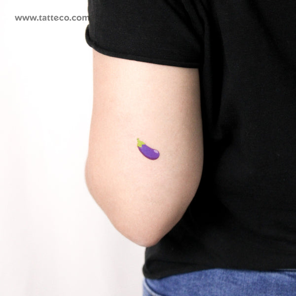 Small Eggplant Emoji Temporary Tattoo - Set of 3