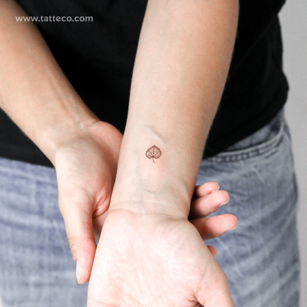 Tiny Aspen Leaf Temporary Tattoo - Set of 3