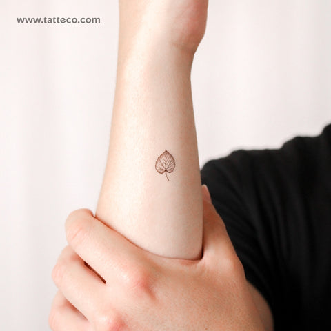 Tiny Aspen Leaf Temporary Tattoo - Set of 3
