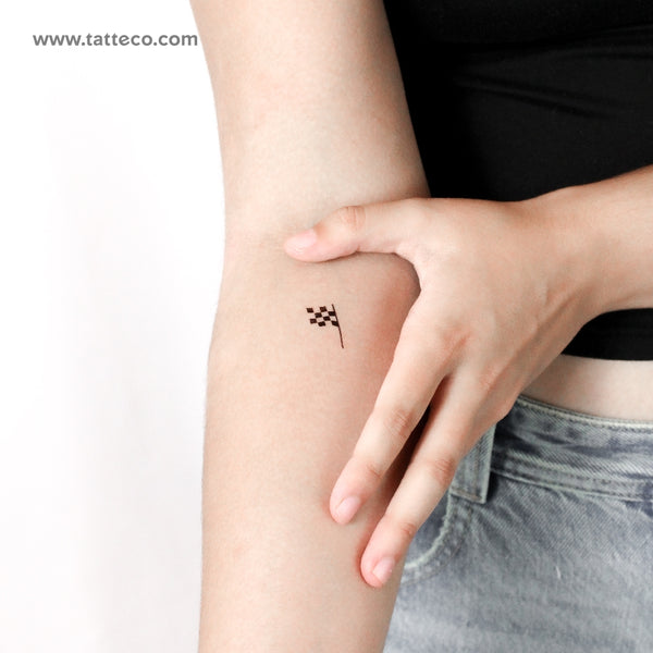 Checkered Flag Temporary Tattoo - Set of 3