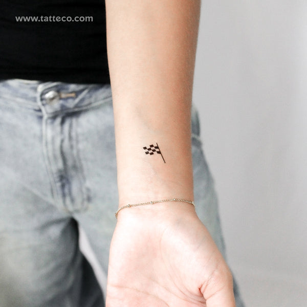Checkered Flag Temporary Tattoo - Set of 3