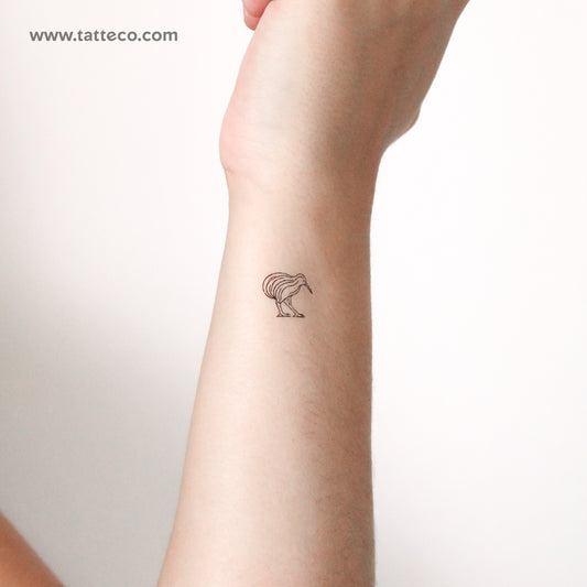 Minimalist Kiwi Bird Temporary Tattoo - Set of 3