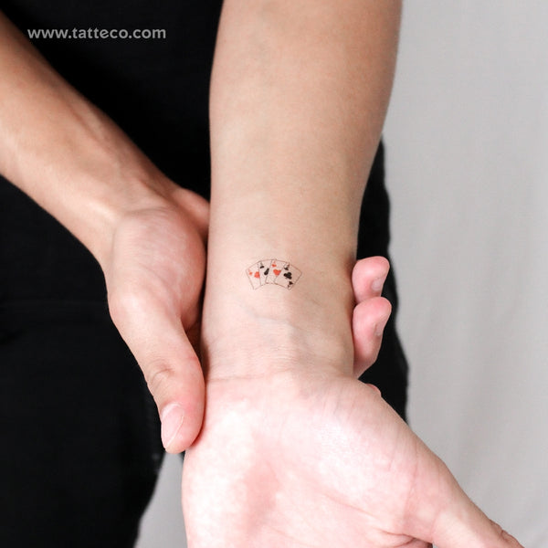 Playing Card Aces Temporary Tattoo - Set of 3