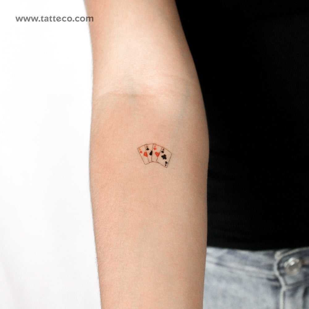 Playing Card Aces Temporary Tattoo - Set of 3