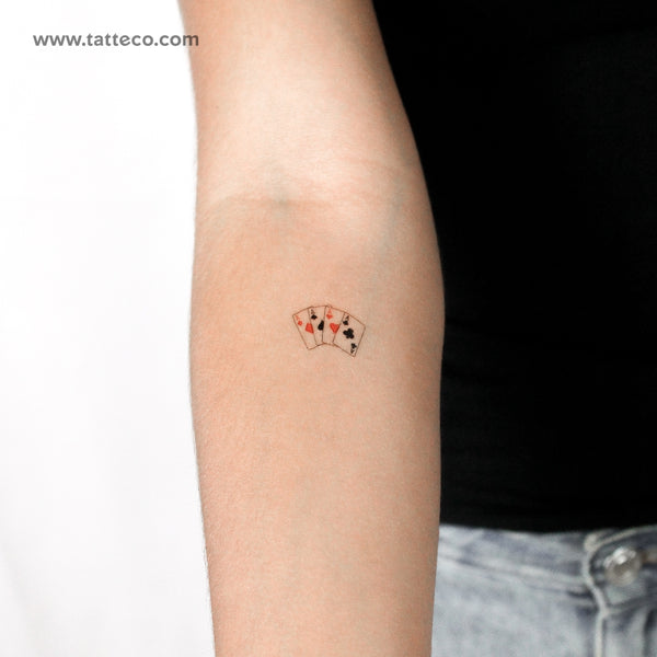 Playing Card Aces Temporary Tattoo - Set of 3