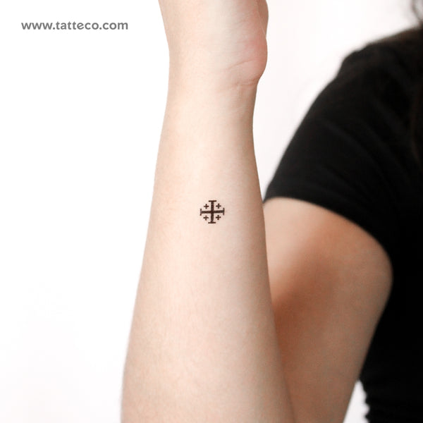 Tiny Jerusalem Cross Temporary Tattoo - Set of 3