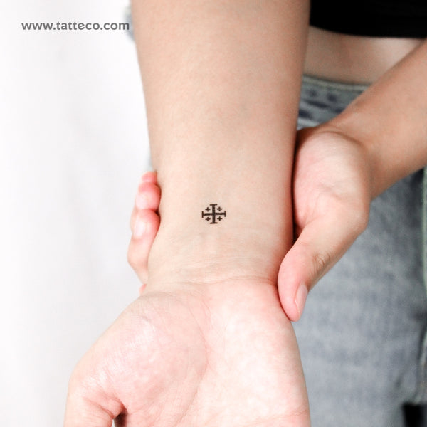 Tiny Jerusalem Cross Temporary Tattoo - Set of 3