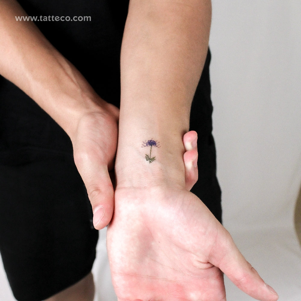 Blue Spider Lily Temporary Tattoo - Set of 3