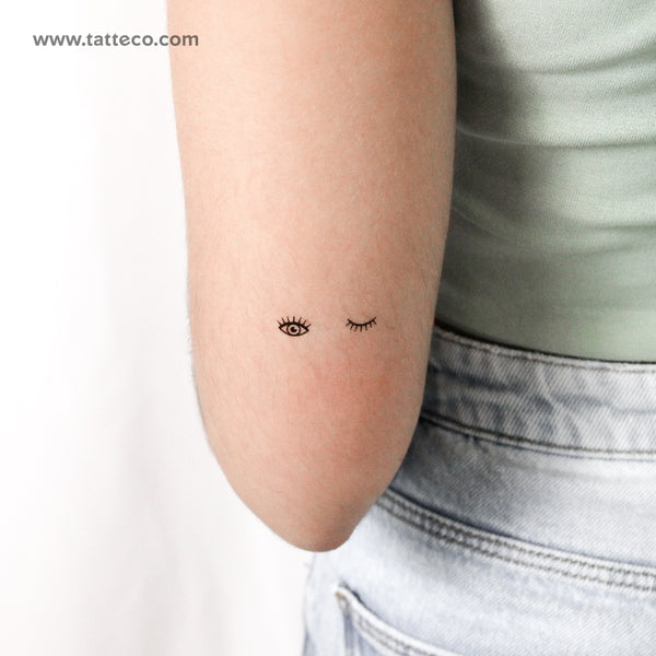 Small Eye and Wink Temporary Tattoo - Set of 3+3
