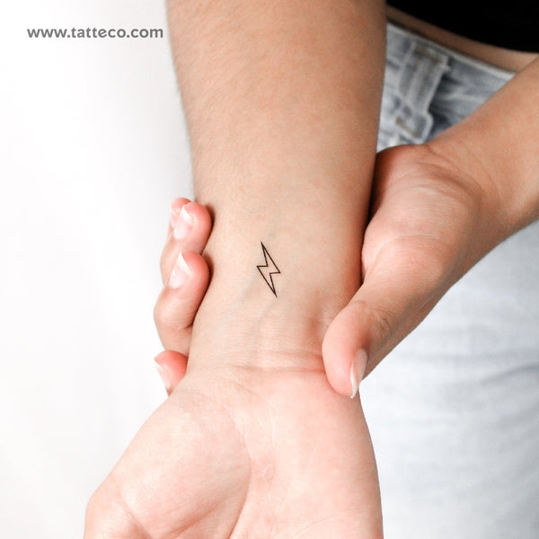 Lightning Bolt Outline Temporary Tattoo - Set of 3