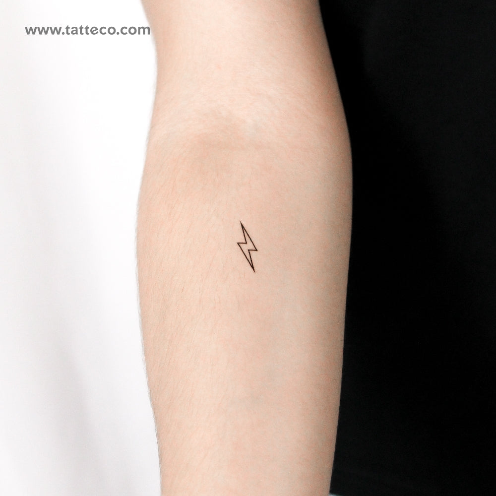 Lightning Bolt Outline Temporary Tattoo - Set of 3