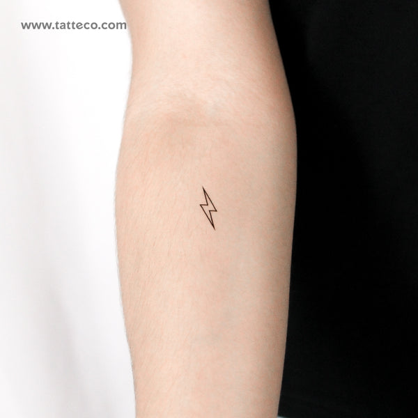 Lightning Bolt Outline Temporary Tattoo - Set of 3