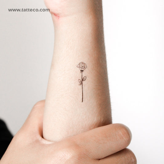 Tatuaje temporal de línea de rosa - Juego de 3