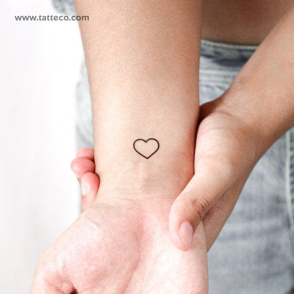 Minimalist Heart Outline Temporary Tattoo - Set of 3