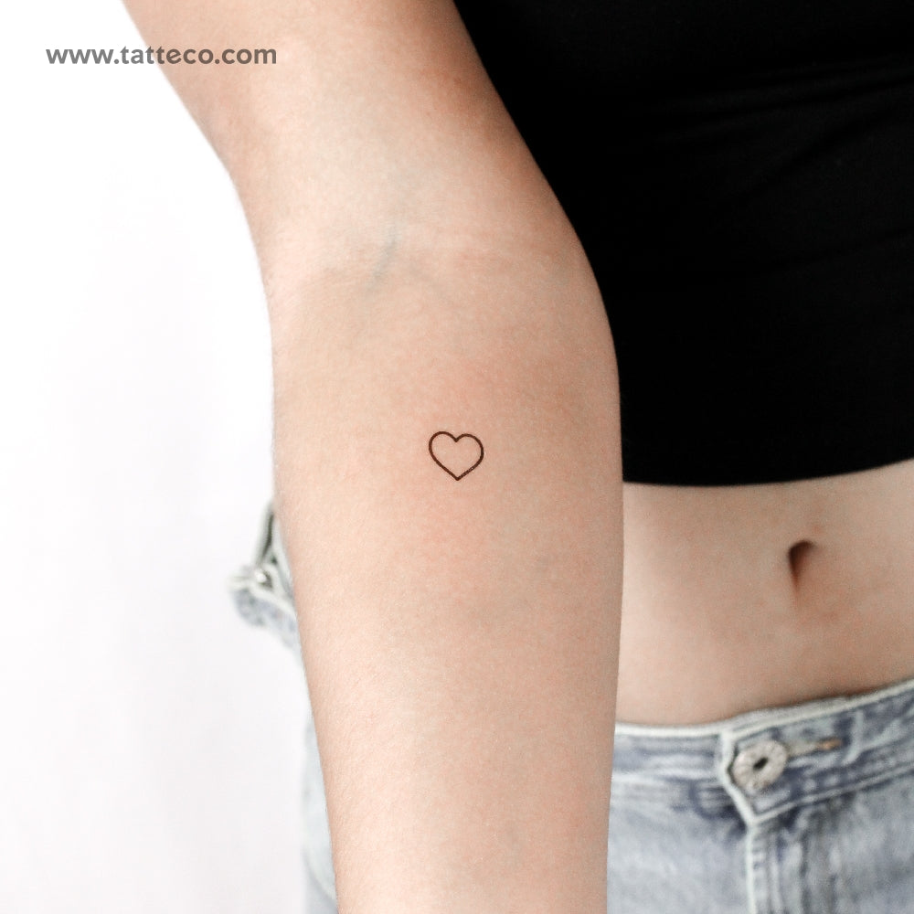 Minimalist Heart Outline Temporary Tattoo - Set of 3