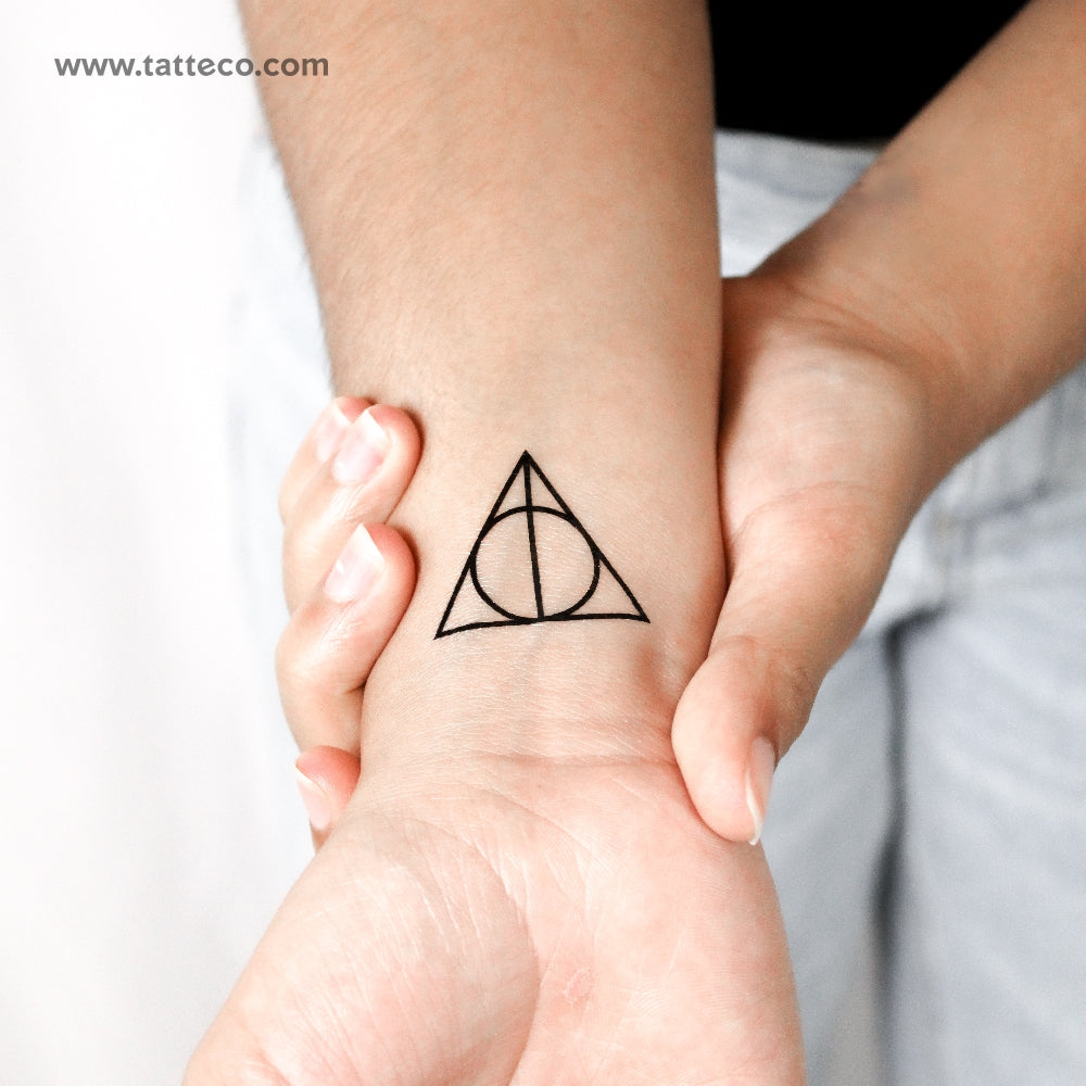 Triangle Circle and Line Temporary Tattoo - Set of 3