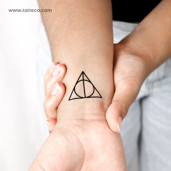 Triangle Circle and Line Temporary Tattoo - Set of 3